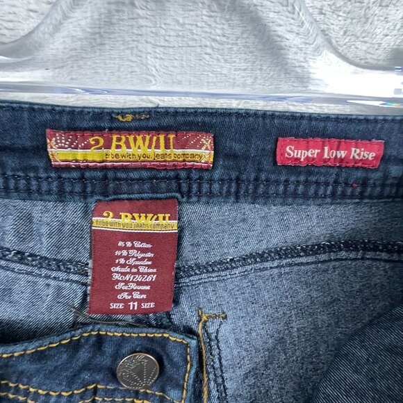 2 BWU Skinny Jeans Super Low Rise Embroidered Pockets Womens Blue Size 11 - Picture 5 of 11